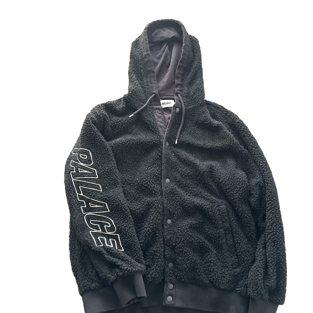 Palace H-Pile Hoodie Fleece Jacket Mens Size Medium Black Skateboard